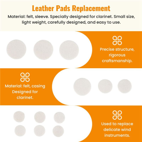 17Pcs Clarinet Leather Pads Replacement for Exquisite Wind Instrument 1