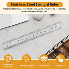 5 Pcs Dual Side Marked 15cm 6 inch Stainless Steel Straight Ruler