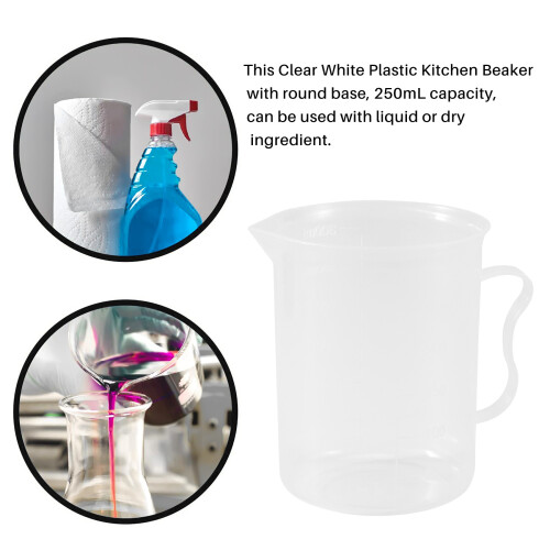 Measuring Jug 250mL Graduated Beaker Clear White Plastic Cup 1