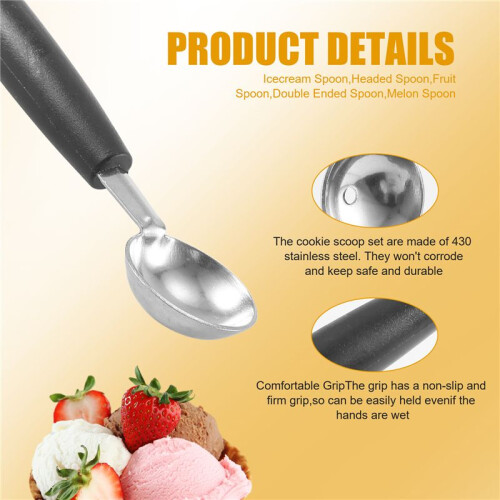 Double Ended Headed Fruit Icecream  Spoon Melon Baller Parisienne Scoop 30mm 2