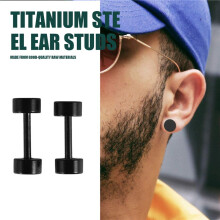 1 Paar Oorstekers van Titanium Staal voor Heren, 4 Mm, Zwart