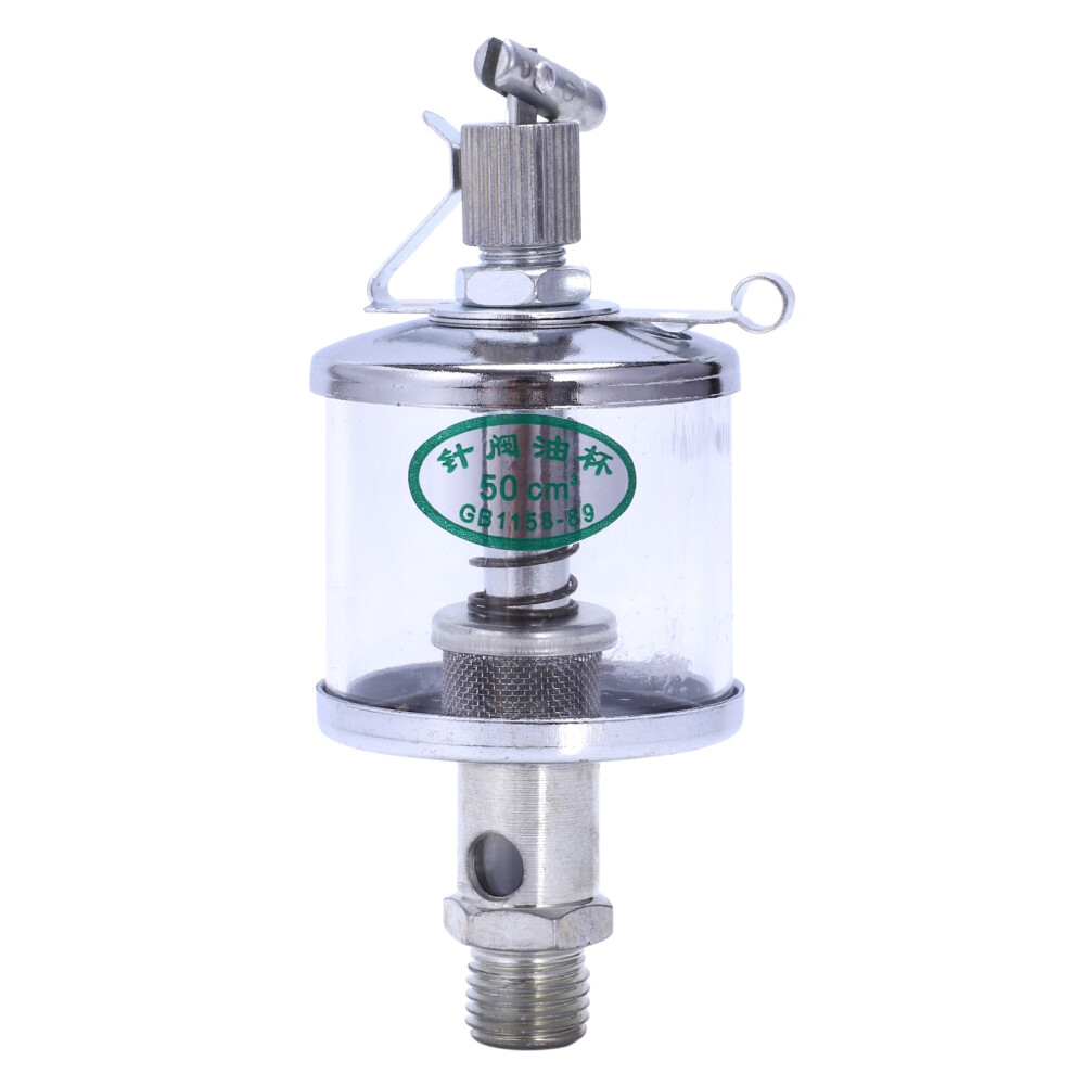 50Ml Engine Machine Lubricator Oil Gravity Drip Feed Oiler Clear+Silver 4713387325937