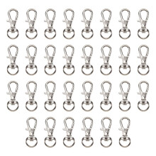 30pcs Swivel Carabiners Keychain Silver Color