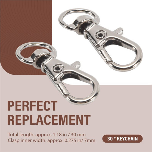 30pcs Mousquetons Pivotants Porte-Cle Couleur d'Argent