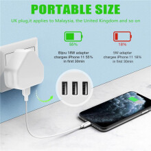 Universal Usb Uk Plug 3 Pin Wall Charger Adapter With Usb Travel Charger Charging For Phone (3 Port)