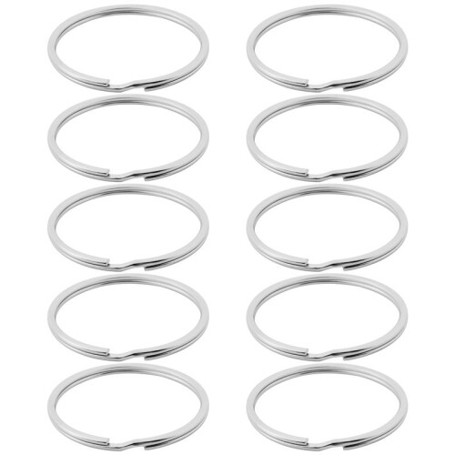 10X Quality 50Mm Keyring Split Ring Set Heavy Duty Large Nickel Key Loop Sprung Hoop