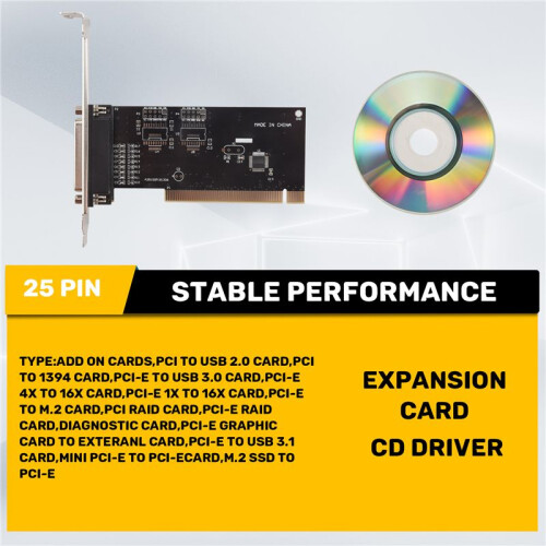 Pci Expansion Card Adapter 25Pin Parallel Lpt Pci To Parallel Db25 Printer Port Controller Card 2