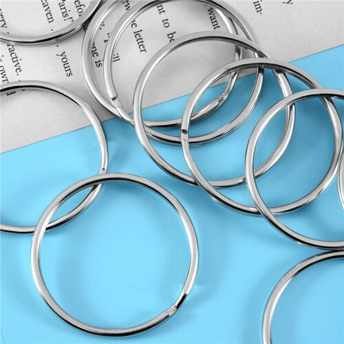 10X Quality 50Mm Keyring Split Ring Set Heavy Duty Large Nickel Key Loop Sprung Hoop 2