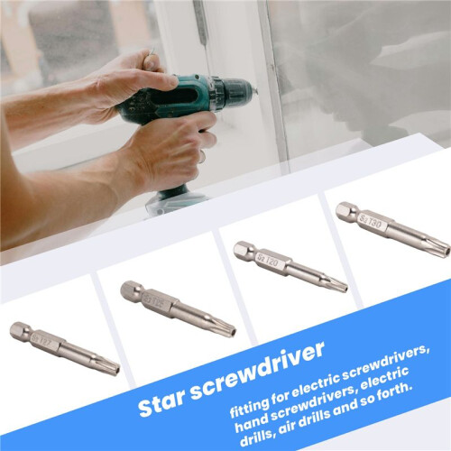 7Pcs Set Star Bit Screwdriver Drill Bits Screw Driver Magnetic 1/4Inch Hex Shank Hand Tools Five-Pointed Star Bore Hole 1