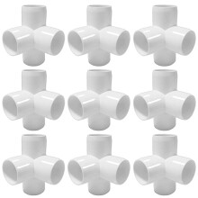 4Way 1/2 in Tee PVC Fitting Elbow - Build Heavy Duty PVC Furniture - PVC Half Inch Elbow Fittings [Pack of 12]