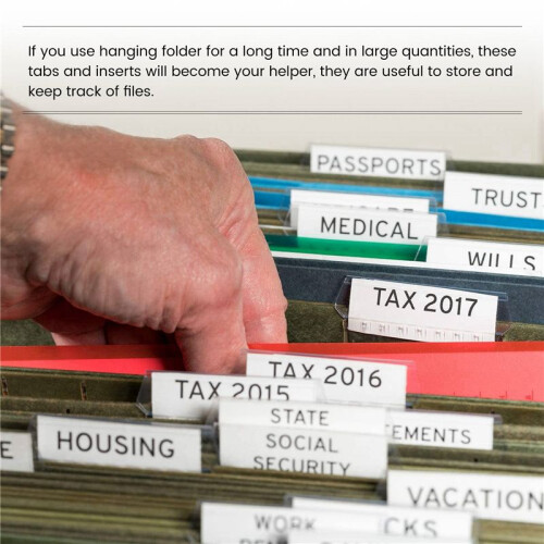 120 Sets 2 Inch Hanging Folder Tabs and Inserts for Quick Identification of Hanging Files Hanging File Inserts A 2
