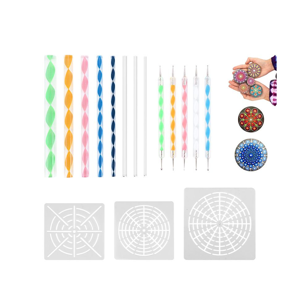 Torribaly 16 Pcs Mandala Dotting Tools For Painting Rocks Mandala Stencils Kit Stylus Clay Sculpting Carving Tools