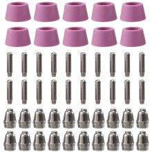 50Pcs Plasma Cutter Torch Consumables Electrode Nozzles Cups Kit For AG-60 SG-55 WSD-60 Fit CUT-60 LGK-60 Plasma Cutter