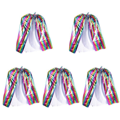 5Stk Kinder Regenbogen Cape Polyester Fasching Party Kostüm 2