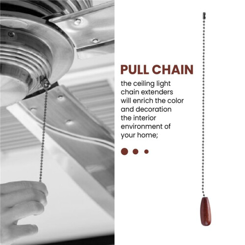 4 Pieces Ceiling Fan Chain Pulls Wooden Pull Chain Extension Pull Chain for Ceiling Light Lamp Fan Chain (Walnut Color) 2