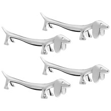 12Stk Zinklegierung Besteckstütze Hundeform Silber Für