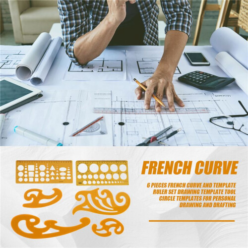 6 Pezzi French Curve e Template Ruler Set Drawing Template Tool Circle Templates per Personal Drawing e Drafting 1