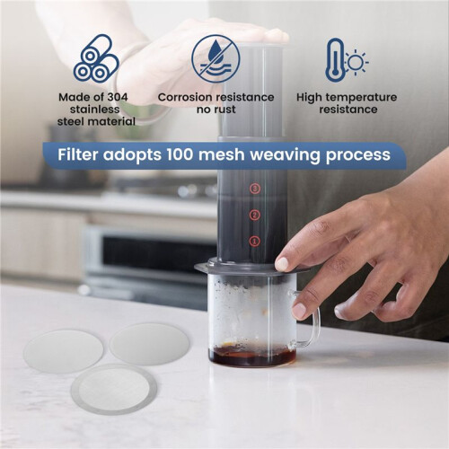 3 Pack Metal Reusable Coffee Filter Mesh for  Coffee Maker Espresso Maker, Silver 2