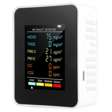 6 in 1 PM2.5 PM10 HCHO TVOC CO CO2 Air Quality Detector CO CO2 Formaldehyde Monitor Home Office Air Quality Tester,White