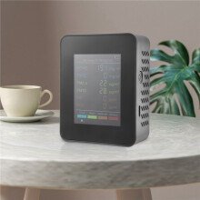 6 in 1 PM2.5 PM10 HCHO TVOC CO CO2 Air Quality Detector CO CO2 Formaldehyde Monitor Home Office Air Quality Tester,Black