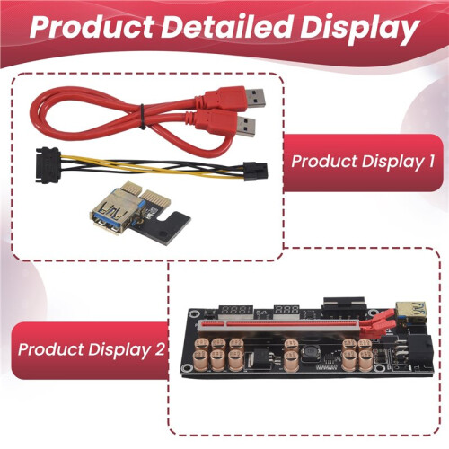 VER018 PRO PCI-E Riser Card USB 3.0 Cable 018  PCI Express 1X To 16X Extender PCIe Adapter for BTC Mining(Red)