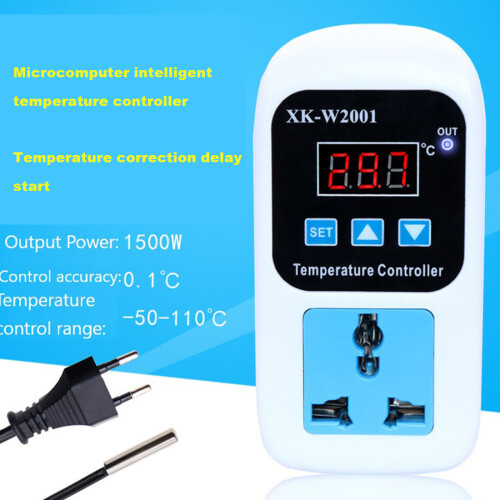 XK-W2001 Digital Temperature Controller Socket AC 110-220V Thermostat Regulator Socket Outlet with NTC Sensor EU Plug 2