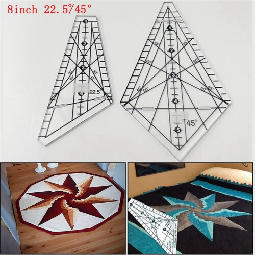 Acrylic Sewing Patchwork Ruler Squedge 22.5/45 Sewing Template Ruler Patchwork Quilting Ruler DIY Sewing Stencil Tool