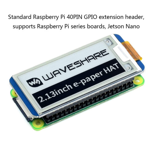Waveshare 2.13Inch E-Ink Display HAT, Black,White Two-Color 250X122 Pixel E-Paper Screen LCD for Raspberry Pi 4B/3B+/3B/2B/Zero 2