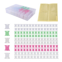 152Pcs Stitch Accessories Including Embroidery Thread Bobbins Stitch Organizer Box and Floss Number Sticker