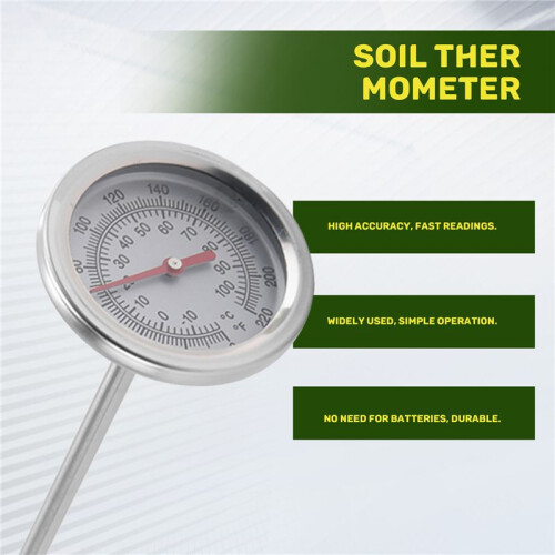 TermôMetro de Solo de Composto de Haste Longa - AçO InoxidáVel de Resposta RáPida 20 Polegadas - Sonda de MediçãO - Fahrenheit e Celsius 1