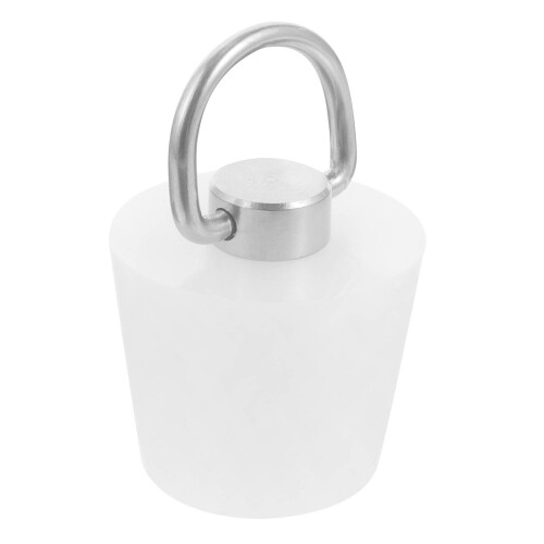 5Pcs Sink Drain Stoppers White Silicone Metal Tub Plug with Pull Chain 2