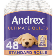 Andrex Ultimate Quilt Toilet Roll - 48 Toilet Rolls, 3-Ply, Bulk Buy, Soft, Thick Sheets, FSC Certified