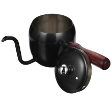 1Pc Stainless Steel Coffee Kettle Black Long Spout with Wood Handle