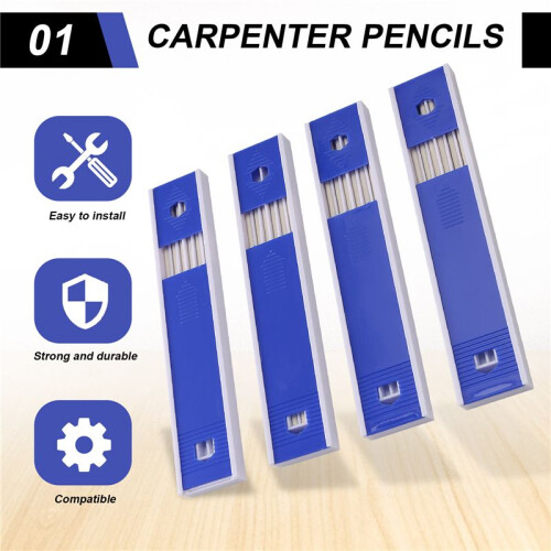 24 Pieces Carpenter Pencil Lead Refills 2.8 mm White, Solid Mechanical Carpenters Pencils Refill Replacement 1