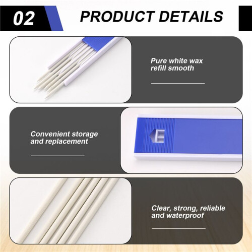 24 Pieces Carpenter Pencil Lead Refills 2.8 mm White, Solid Mechanical Carpenters Pencils Refill Replacement 2