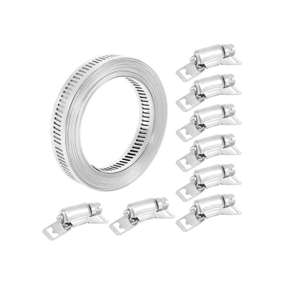 304 Stainless Steel Worm Clamp Hose Clamp Strap With Fasteners Adjustable Diy Pipe Hose Clamp Ducting Clamp 11.5 Feet 4711371787648