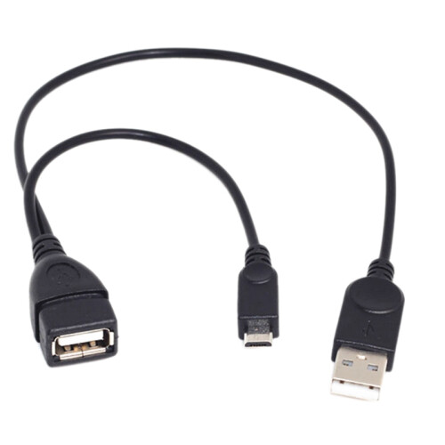 1 Micro-USB to USB Female OTG Adapter Cable with USB Power Interface Suitable for Electronic Devices with OTG