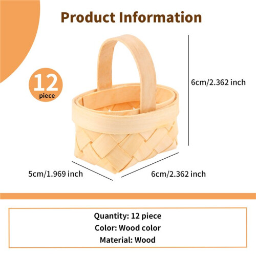 12Pcs Wood Chip  Baskets Manual Woven Baskets Ornaments Candy Storage Box 2