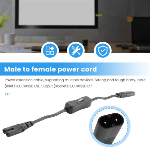 Rallonge D'Alimentation, Iec320 C7 à C8 Rallonge D'Adaptateur D'Alimentation avec Commande par Interrupteur avec Interface "8" 2
