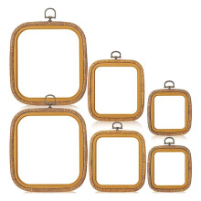 6 Pcs Square Embroidery Hoop Set 3 Sizes Imitated Wood Decorative Stitch Hoops Display Embroidery Frame
