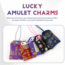 5 Stycken Japanska Omamori-PåSe Lucky Amulet Berlocker för HäLsa/Utbildning/KäRlek/FramgåNg/TrafiksäKerhet, 5 Stilar