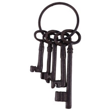 Pirate Treasure Chest Keys Set,Key Ring Antique Style,Rustic Cast Iron Skeleton Key Wall Decor, Costume Prop (5 Keys)