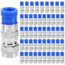 50PCS RG6 Compression Connectors Coaxial Cable Waterproof Connection F Compression Connector RG6 Coaxial Compression Tool