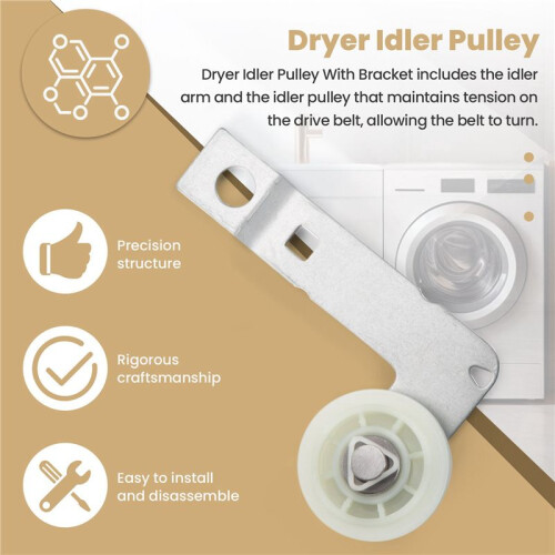 For W10837240 Dryer Idler Pulley with Bracket,Replace Part for  Dryer 2
