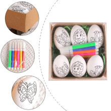 6 PièCes Oeufs de Pâques Bricolage Peints à la Main 2024 Oeufs de Dessin Animé Cadeau Fait Main pour Enfants Kit de Peinture D'Oeufs de Pâques-A