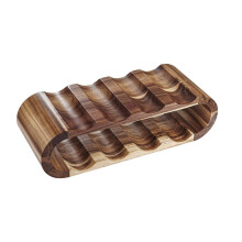 Portabottiglie da Appoggio per Vino - Portabottiglie nel Legno un 2 Livelli per 8 Bottiglie Portabottiglie per Vino Piccolo Portabottiglie Rustico