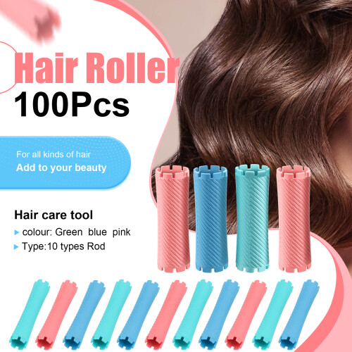 100Pcs/Set 10 Sizes Hair Perm Rods Kit Cold Permanent Bar Plastic Curlers Rollers Set Wave Fluffy Corn Hair Maker Styling 2