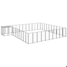 Chenil exterior gaiola cercado parque animais cachorro 31,46 m² aço preto 02_0000523
