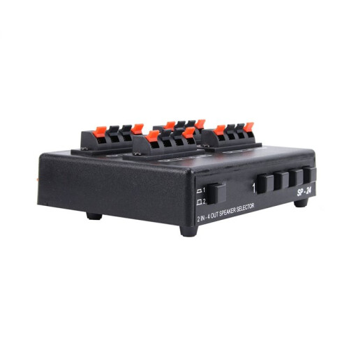 SP-24  2-IN-4-OUT Stereo Audio Selector Amplifier Switcher Box Speaker Splitter