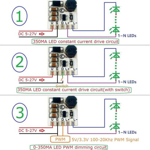 1Pcs LD2635MA DC5-27V Step-Down HB LED Driver Module Adjustable PWM Controller - Buck Constant Current Converter 2